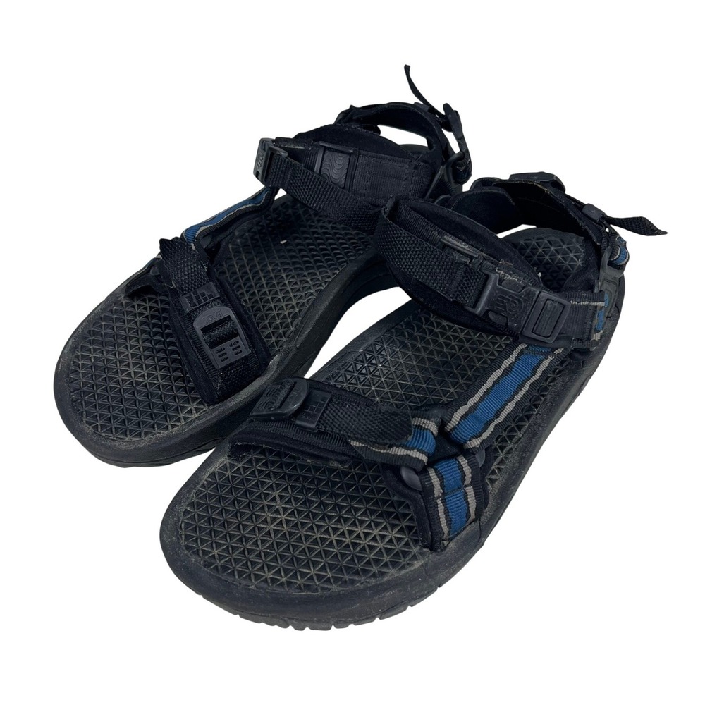 Teva Hurricane Mens 11 Black Blue Hiking Water Sandals Spider Rubber 6804